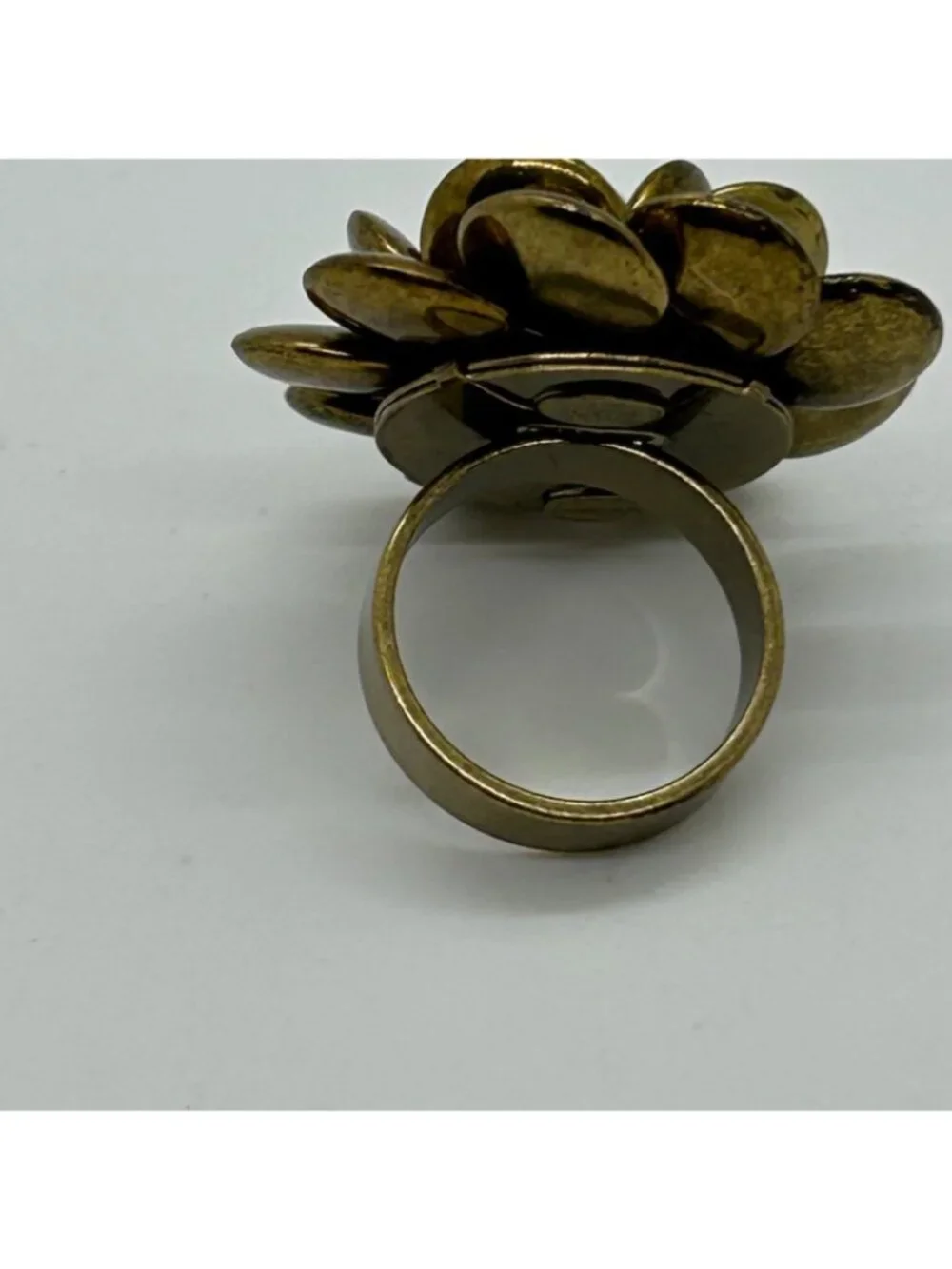 Joan Rivers Gold Tone Flower Ring With Crystal Center Statement Accessory